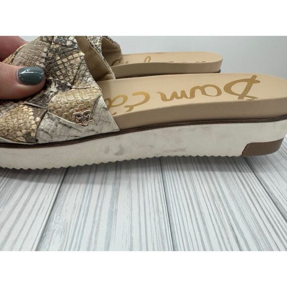 SAM EDELMAN Sz 9 M‎ Sandals Sport Slide Adaley Beige Woven Vegan Snake Comfort - Picture 7 of 11